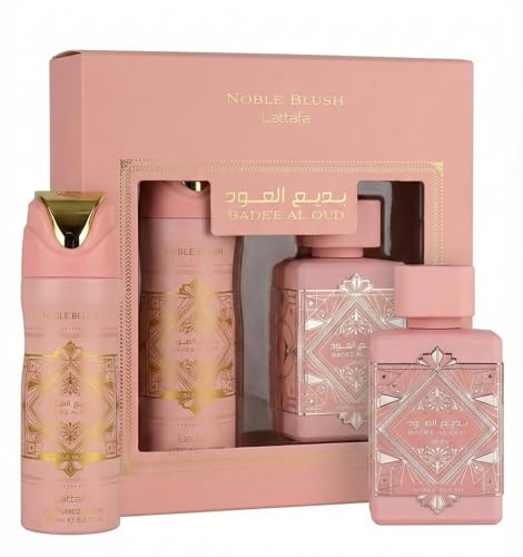 Lattafa Badee Al Oud Noble Blush 2-Piece Gift Set - 100ml EDP + 200ml Perfumed Spray