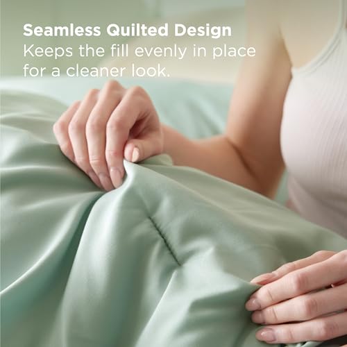 Bedsure Queen Bed in a Bag - Sage Green Comforter Set, 7 Pieces, Contrasting Colors