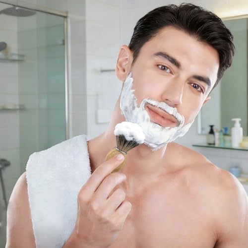 Men's Shaving Kit with Badger Brush, Bamboo Bowl & Stand - Wet Shaving Set