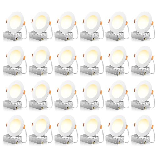 4 Inch LED Recessed Light 24 Pack with Junction Box, 5 CCT, 700 Lumens
