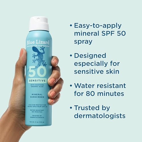 Blue Lizard Mineral Sunscreen Spray SPF 50+ 5 oz Pack of 2 - Water-Resistant, Sensitive Skin