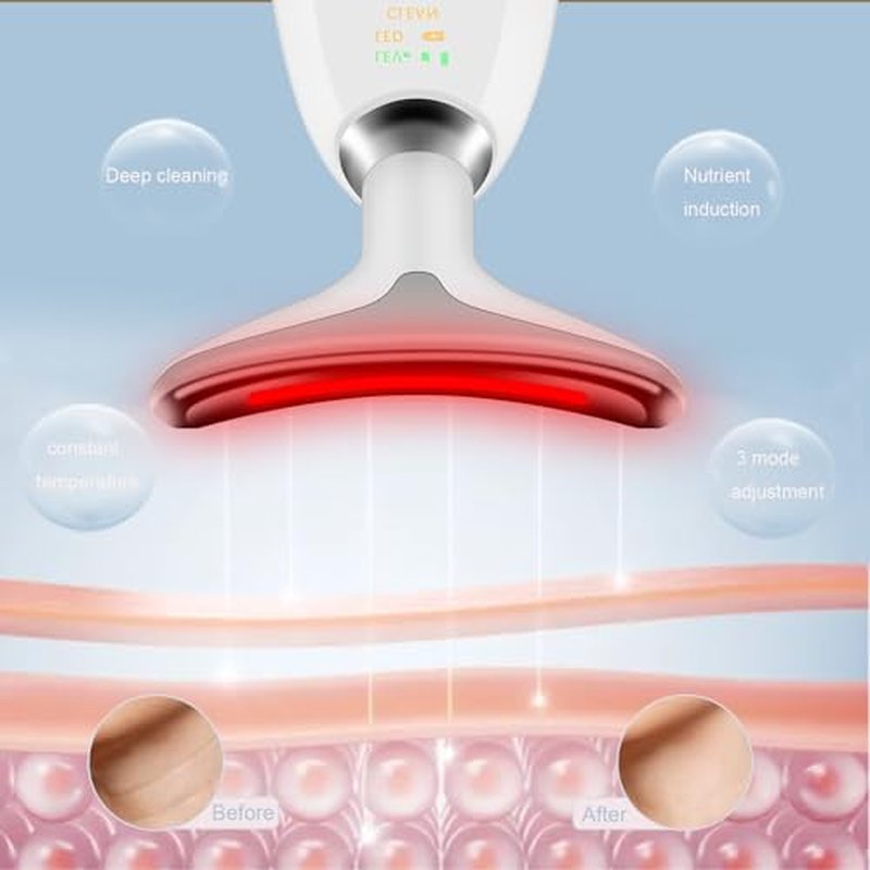 Face and Neck Massager Tools, Portable Facial Beauty Device,Facial Massager with 7 Color LED Lights for Skin Care