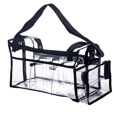 Large Clear PVC Makeup Organizer Bag with 8 Dividers & Tissue Pocket