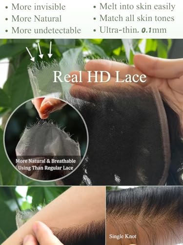Deep Wave Human Hair Closure 2x6 HD Lace 10 Inch Natural Black