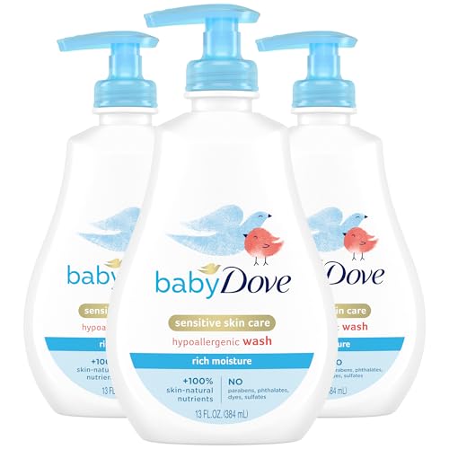 Baby Dove Sensitive Skin Baby Body Wash 3-Pack - Hypoallergenic & Gentle for Newborns