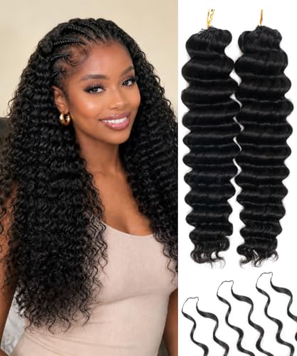 KISS HAIR Deep Wave Human Crochet Hair 18 Inch 120g Miracle Knots for Black Women