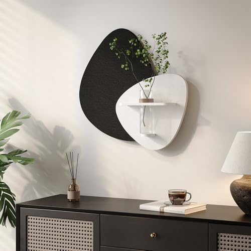24x24 Black and White 3D Textured Wall Art with Shelf and Vase - E Variation