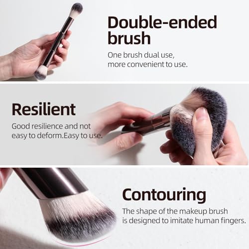 BS-MALL Professional Makeup Brush Set With Portable Case Triangle Puff 14 Pcs for Liquid, Cream, and Powder