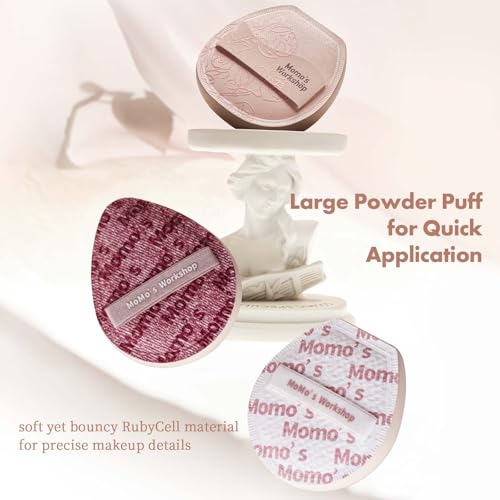 Makeup Brush & Sponge Set Rosy Reverie Satin Rose Edition K - 3-Piece Kit for Flawless Foundation & Powder