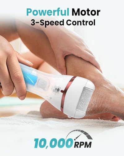 PUBOO Electric Foot Callus Remover 3-Speed Rechargeable Pedi Kit - Red
