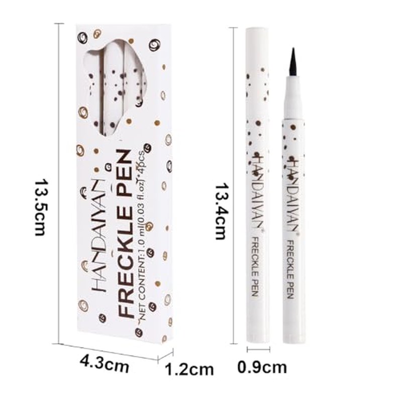 4 PCS Freckle Pen,Natural Lifelike Faux Fake Freckles Makeup Pen,Waterproof Long Lasting Quick Dry (01 Light Brown+02 Natural Coffee+03 Chestnut+04 Dark Brown)