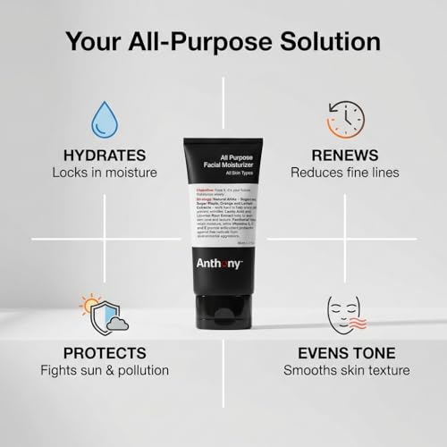 Anthony Men’s Hydrating Face Moisturizer 3 Fl Oz - Anti-Aging, Non-Greasy Lotion