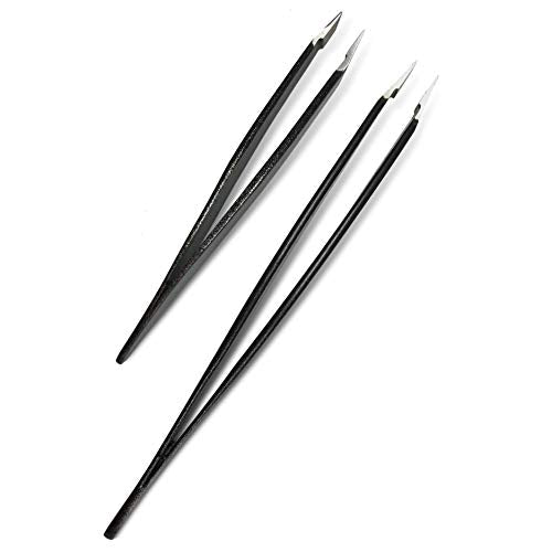 Ombre Tweezer Set - Classic and Mini Slant Tweezers for Eyebrow & Facial Hair Removal, 2 Piece Assortment