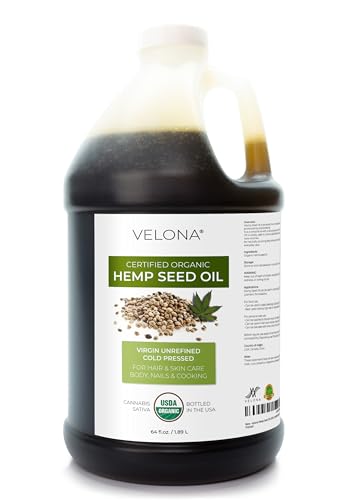 Organic Hemp Seed Oil - Cold Pressed Unrefined 64oz for Skin & Cooking