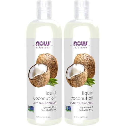 NOW Solutions, Liquid Coconut Oil, Light and Nourishing, Promotes Healthy-Looking Skin and Hair, 16-Ounce (Pack of 2)