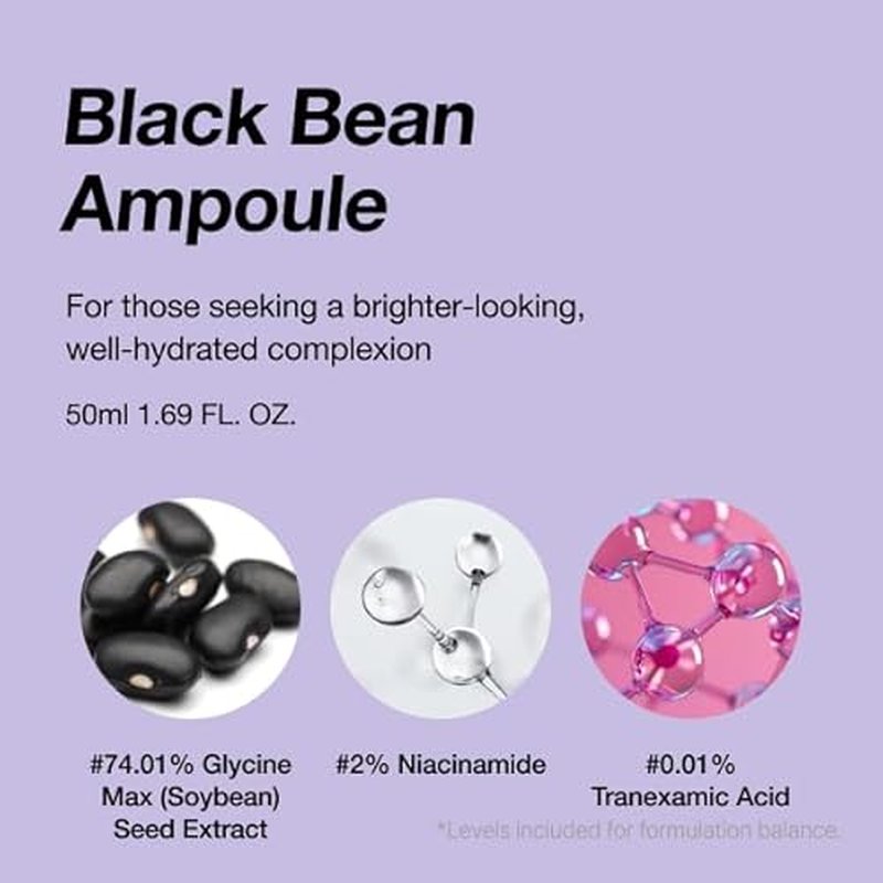 Black bean 74% Ampoule Luftig 1.69 fl.oz / 50ml, Skin Calm Ampoule with Skin Vitalizing, for Sensitive and Combination Skin, Mild Ampoule for Face, Korean Skin Care