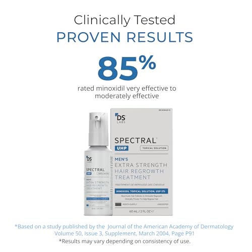 DS Labs Spectral.UHP 5% Minoxidil Hair Serum for Thinning Hair, 3 Pack - Supports Thicker, Fuller Hair at Crown