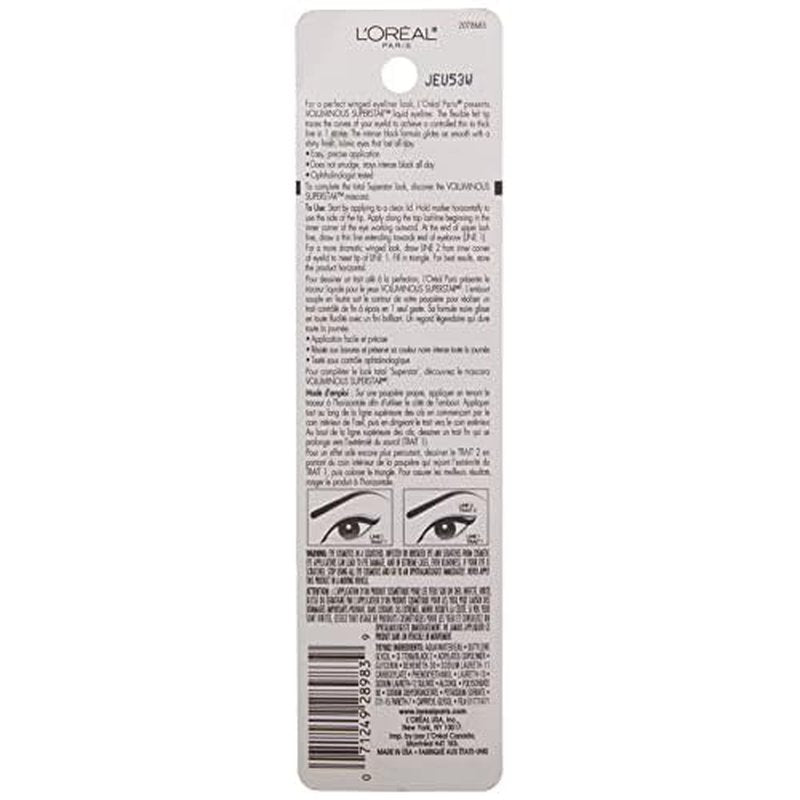 L'Oreal Paris Voluminous Superstar Liquid Eyeliner Pen, Black, 0.056 oz