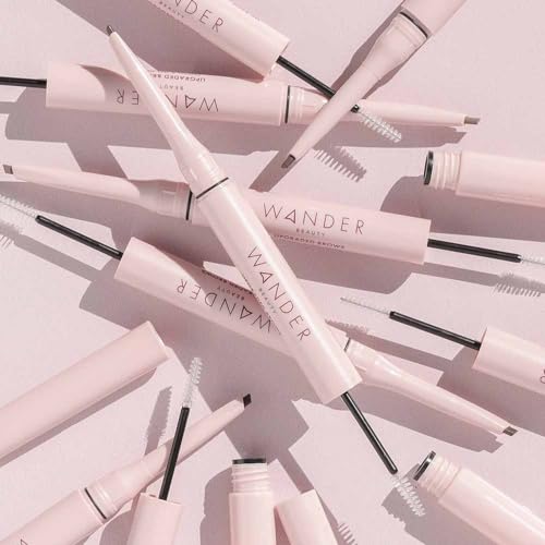 Wander Beauty Upgraded Brow Pencil & Gel Duo - Taupe - 2-in-1 Brow Makeup with Castor Oil, Peptides, Panthenol - Dual-Sided Filler, Definer & Lifter for Fuller Brows - 0.05 fl oz