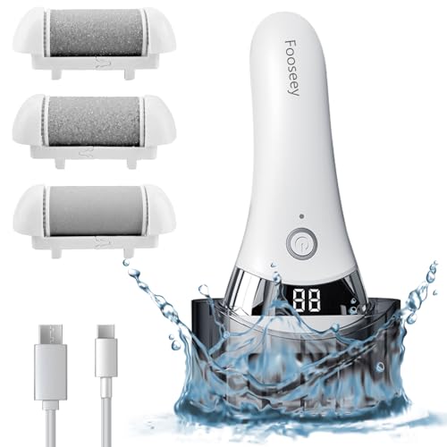 Fooseey Electric Foot Callus Remover - Rechargeable Waterproof Pedicure Tool with 3 Heads & Adjustable Speeds