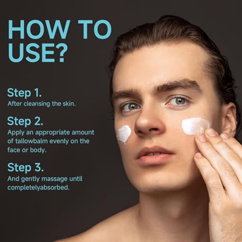 Beef Tallow for Skin, Beef Tallow Skin Care for Men, Mens Skincare Moisturizer for Face Neck Deeply Nourishing and Moisturizing, Tallow Face Moisturizer for Men