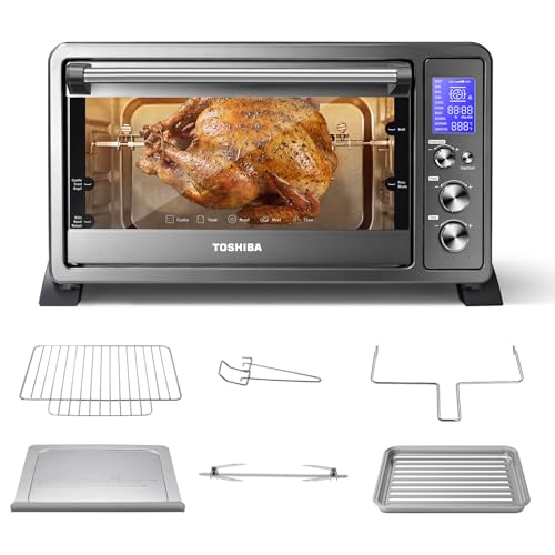 25L Convection Toaster Oven - 6-Slice, 10-in-1 Family Size Countertop Oven - Black Stainless Steel