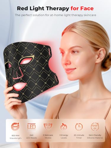 Red Light Therapy Mask for Face - 850nm NIR, 630nm Red & Blue Light - Purple Variation