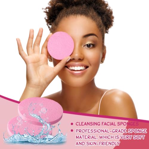 Pink Compressed Facial Sponges 600 Pcs for Cleansing & Makeup Removal - Spa & Esthetic Use