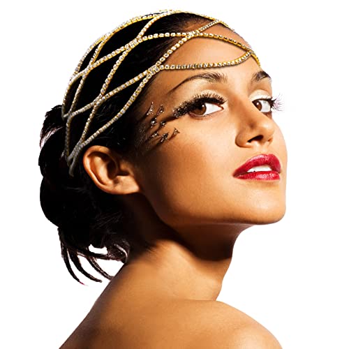 Vijiv 1920s Flapper Headpiece for Women Roaring 20s Gatsby Wedding Hair Accessory - Gold