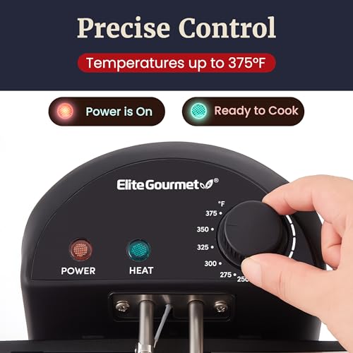 Elite Gourmet 4.5Qt Deep Fryer with Dual 2Qt Stainless Steel & Black Baskets - Split Tank