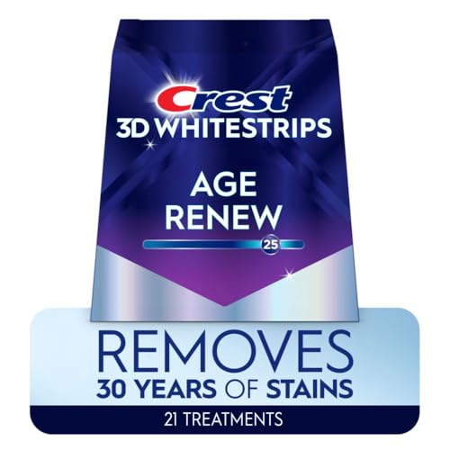 Crest 3D Whitestrips Age Renew – Teeth Whitening Kit, 21 Treatments, Each with 1 Upper/1Lower, 42 Strips – Crest 3DWhite Teeth Whitening Strips
