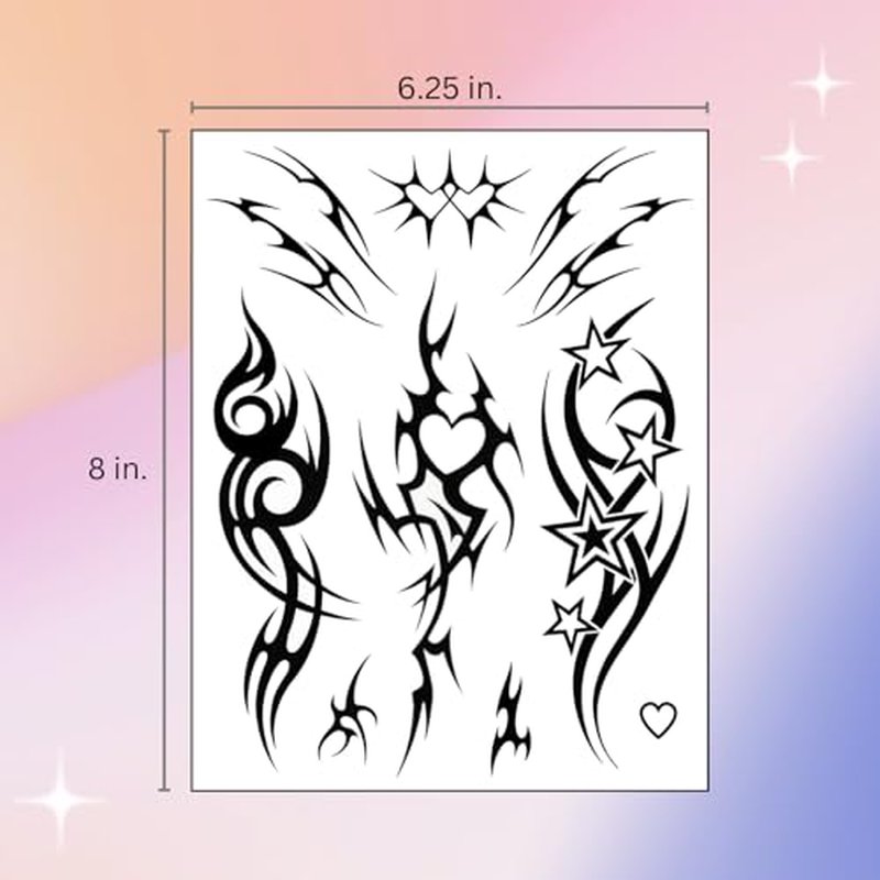 Edgy Y2K Temporary Tattoos | CyberSigilism Tramp Stamps | Realistic Waterproof Fake Tats | Festival, Bachelorette, Halloween, Birthday Favors, Accessories