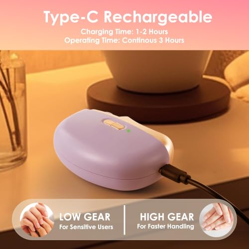 Electric Nail Clipper File Toenail Trimmer 3-in-1 Upgraded Automatic - Light Purple
