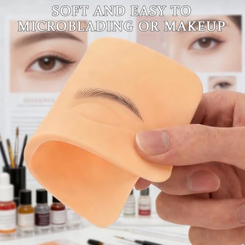 ATOMUS 8pcs Tattoo Practice Skin for Eyebrows Eyeliner 3D Permanent Makeup Silicone Fake Skin Microblading Supplies for Beginners and Experienced Artists