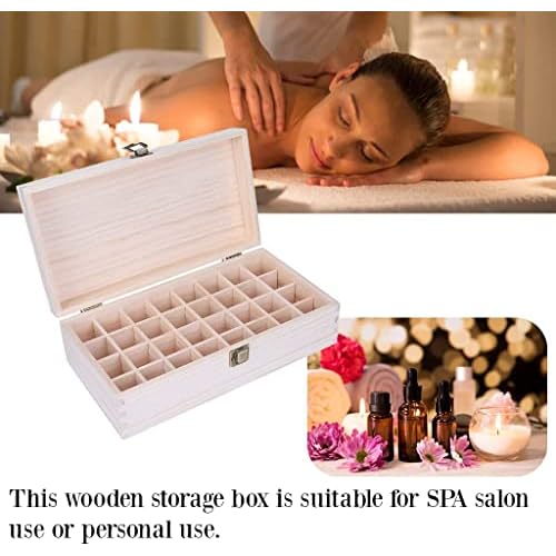Essential Oil Storage Box Wooden Essential Oils Display Organizer 32 Slots Stand Holder for 5 to 15 ml Bottles Nail Polish Collectionl Bottles Nail Polish Collection.