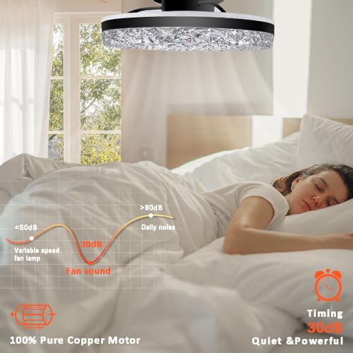 Low Profile Flush Mount Ceiling Fan with Light, Bluetooth Speaker & Remote - Black