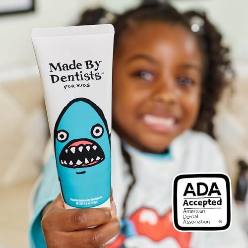 Kids Fluoride Toothpaste Watermelon - Shark-Themed 4-Pack, SLS-Free, Enamel Safe, Vegan & Dentist-Recommended
