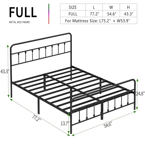 Full Size Metal Bed Frame with Headboard and Footboard - Black - Variation of THIS listing