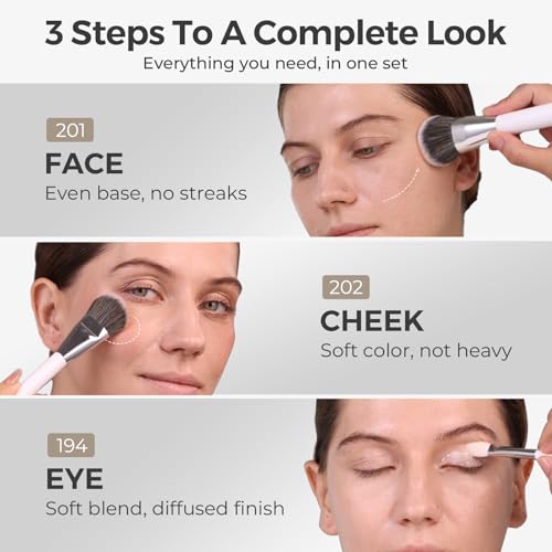 7-Piece Makeup Brush Set with Travel Bag for Face & Eyeshadow - Professional Quality