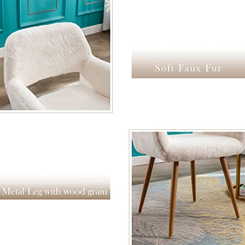 KCC White Desk Chair No Wheels Vanity Makeup Chair for Living Room - 1PC