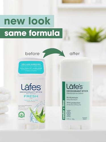Lafe's Natural Deodorant Stick Cedar & Lime | Aluminum & Baking Soda Free, 2.25oz, 3-Pack for Women & Men