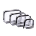 4 Pcs Clear Toiletry Carry Pouch with Zipper, Makeup Cosmetic Bag for Women Men Traveling Vacation Organization Business Trip Home Clear-Black
