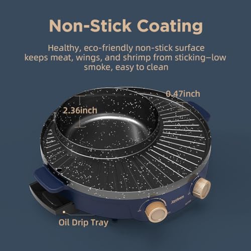 Electric Grill with Hot Pot Combo, 2L Korean BBQ Indoor Cooking Machine