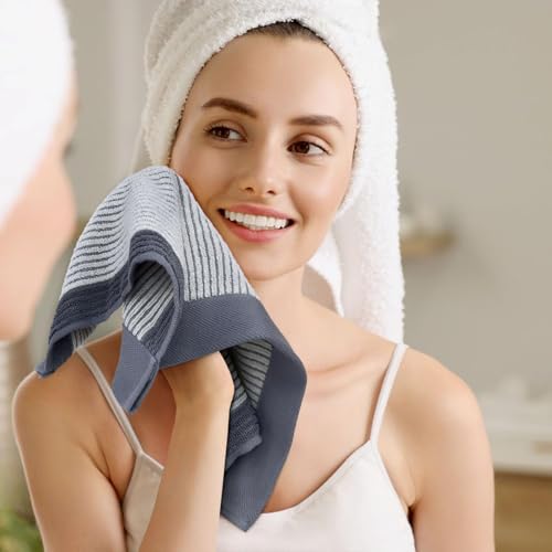 Gray Cotton Washcloths 12 Pack - Soft, Absorbent Bath & Facial Towels