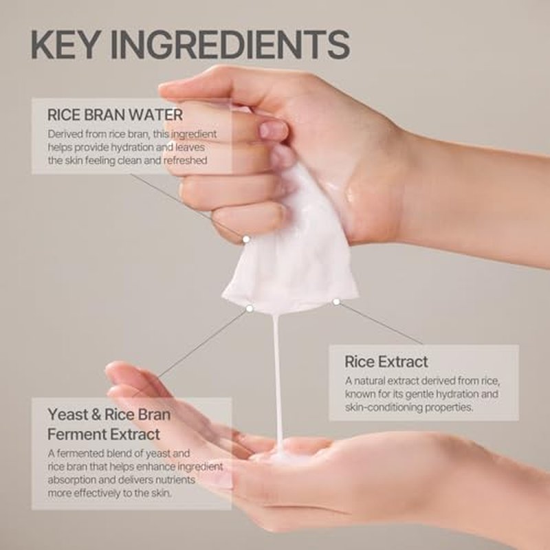 9 wishes Rice Water Sheet Mask- Hydrating Korean Face Mask with Rice Water, Moisturizing Mask for Radiant Skin, Improves Skin Texture, Korean Skincare- 25ml x 10 Sheets