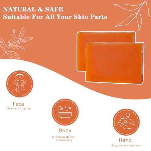 EUQEE Glutathione Kojic Acid Soap, 5 oz Glutathione Soap Bars with Glutathione, Vitamin C, Collagen for Rejuvenating Skin, Reduces the Appearance of Dark Spots Fine Lines with a Foaming Net- 2 x 142g