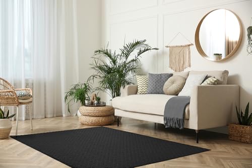Garland Rug Town Square Black 8x10 Non-Slip Area Rug for Living Rooms & Hallways - Variation of Black / 8' x 10'