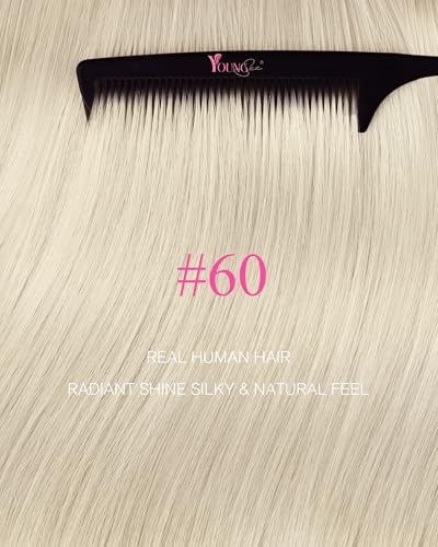 YoungSee Blonde Tape-In Hair Extensions Platinum Blonde 20pcs 14 Inch - Lightweight Human Hair