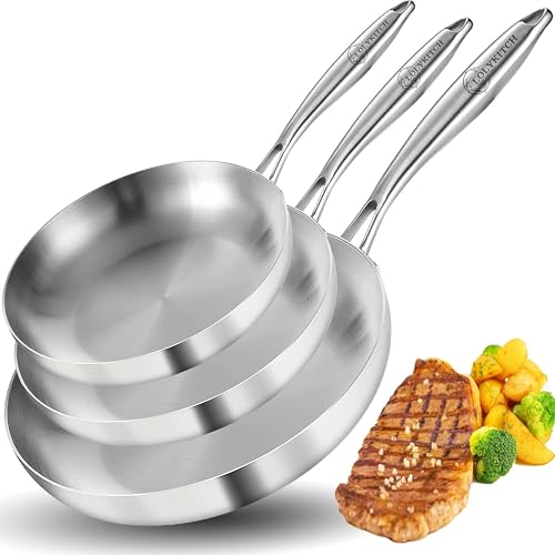 8-10-12 Inch Frying Pan Set - Tri-Ply Stainless Steel Skillets - Variations