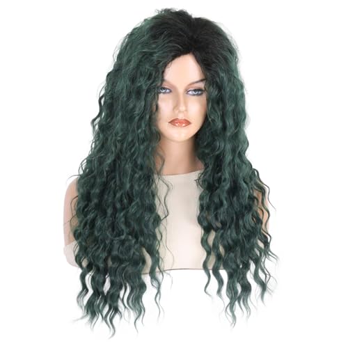Long Curly Green Wig for Women - Deep Emerald 26 Inch Costume & Cosplay Hair